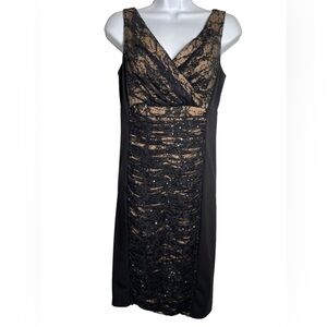 Tahari dress size 4‎ black elegant lace dress with sequin embellishments 🖤